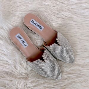 Steve Madden Ally RHINESTONES Flat Mules NWB 5.5